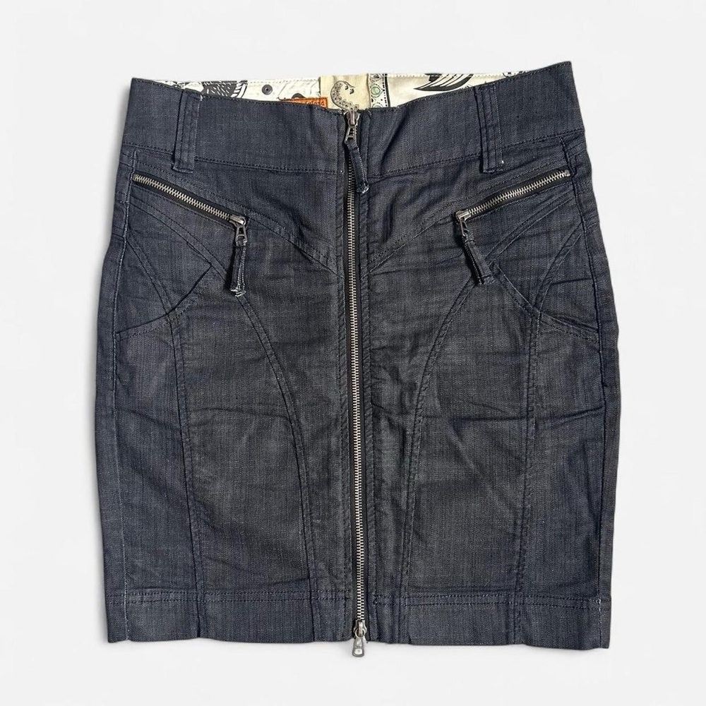 River Island Vintage Denim Double Zip Pencil Skirt